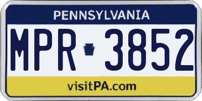 PA license plate MPR3852
