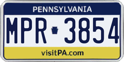 PA license plate MPR3854