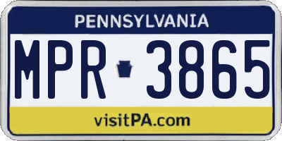 PA license plate MPR3865