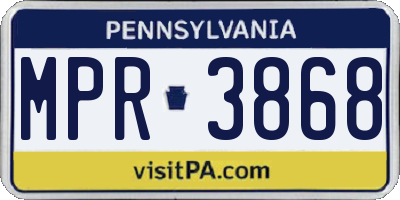 PA license plate MPR3868