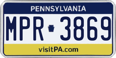 PA license plate MPR3869