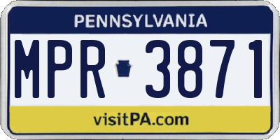 PA license plate MPR3871