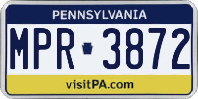 PA license plate MPR3872