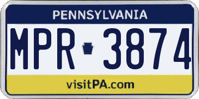 PA license plate MPR3874