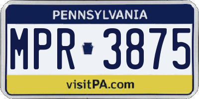 PA license plate MPR3875