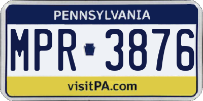 PA license plate MPR3876