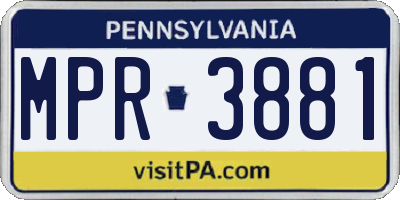 PA license plate MPR3881