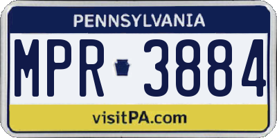 PA license plate MPR3884