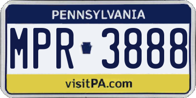 PA license plate MPR3888