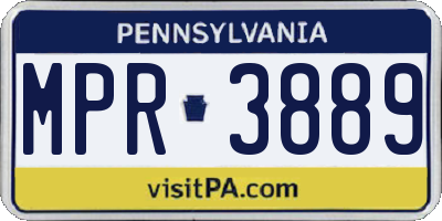 PA license plate MPR3889