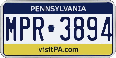 PA license plate MPR3894