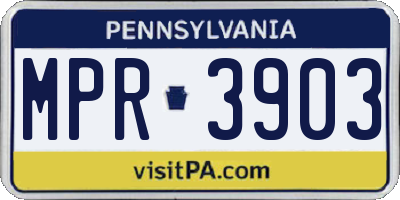 PA license plate MPR3903