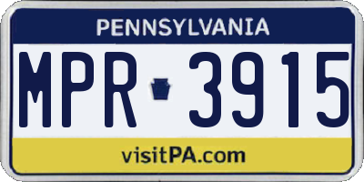 PA license plate MPR3915