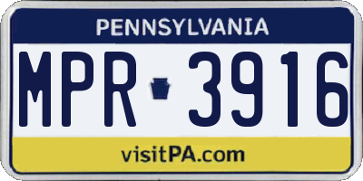 PA license plate MPR3916