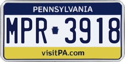 PA license plate MPR3918
