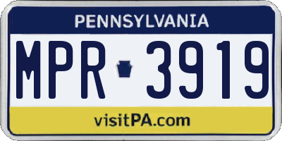 PA license plate MPR3919