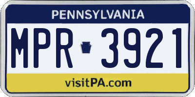PA license plate MPR3921