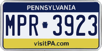 PA license plate MPR3923