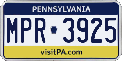 PA license plate MPR3925