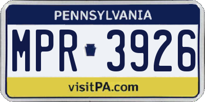 PA license plate MPR3926