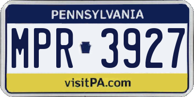 PA license plate MPR3927