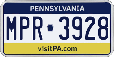 PA license plate MPR3928