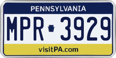 PA license plate MPR3929