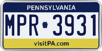 PA license plate MPR3931