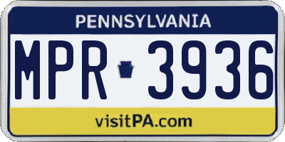 PA license plate MPR3936