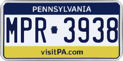 PA license plate MPR3938