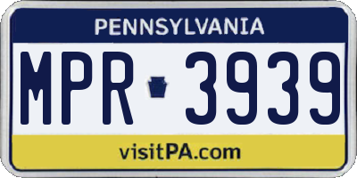 PA license plate MPR3939
