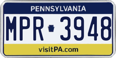 PA license plate MPR3948