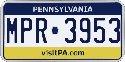 PA license plate MPR3953