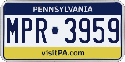 PA license plate MPR3959