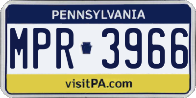 PA license plate MPR3966
