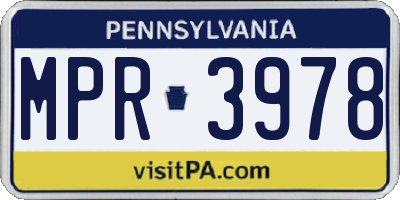 PA license plate MPR3978