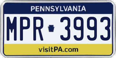 PA license plate MPR3993