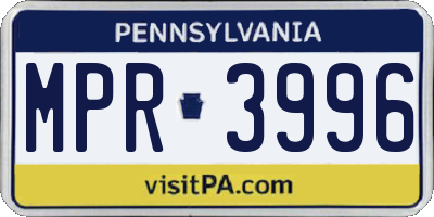 PA license plate MPR3996