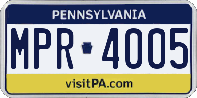 PA license plate MPR4005