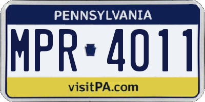 PA license plate MPR4011