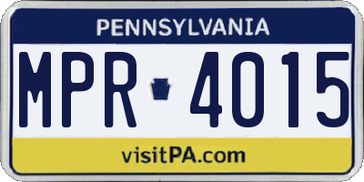 PA license plate MPR4015
