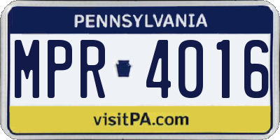 PA license plate MPR4016