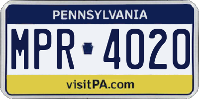 PA license plate MPR4020