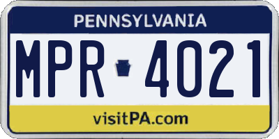 PA license plate MPR4021