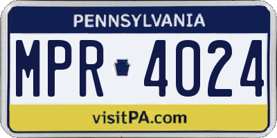 PA license plate MPR4024