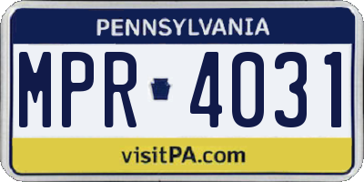 PA license plate MPR4031