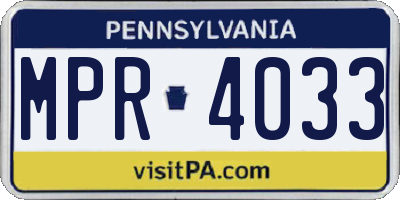 PA license plate MPR4033