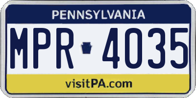 PA license plate MPR4035