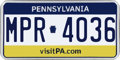 PA license plate MPR4036