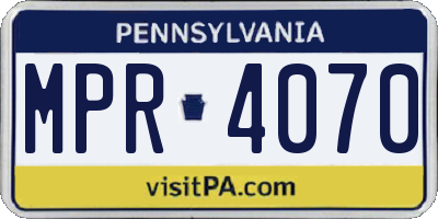 PA license plate MPR4070